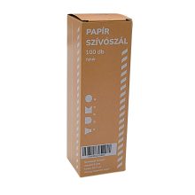 Szívószál 100 db-os 6mm-es  fehér egyszínű kínáló dobozban